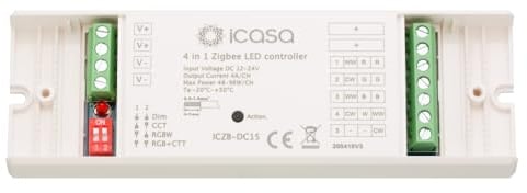 iCasa 4 in 1 Zigbee 3.0 LED Streifen Controller | 12-24V | Dimmbarer, CCT, RGB, RGBW, RGBWW | Funktioniert mit Zigbee Zentrale wie Húe, IKEA Home smart, Homey, HomeAssistent, deConz und Z2MQTT