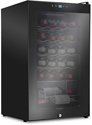 Ivation - Frigorifero a 24 bottiglie con lucchetto | Grande cantina non incassata per vino rosso, bianco, champagne o spumante | 41f-64f con controllo digitale della temperatura per frigorifero, porta