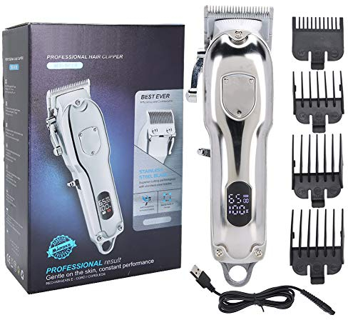 Professionelle Haarschneidemaschine Kit, Edelstahl Schneidkopf Bartschneider Haarschneidemaschine mit 4 Begrenzungskämmen Lebenslange scharfe Klingen Präzisionstrimmer Geschenke für Männer