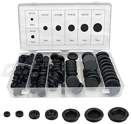 170 Pcs Gummitülle Set Blindstopfen Aus Gummi Kabel Durchführungs Set Aus Gummi Sortiment Gummi Stopfen Karosseriestopfen Blindstopfen Für Mechanische Plugs,Auto,Maschine,Wasserleitung,Pumpe (Schwarz)