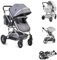 Moni Kinderwagen Ciara Tragetasche Sportsitz Wickeltasche faltbar Sitz umkehrbar, Farbe:grau