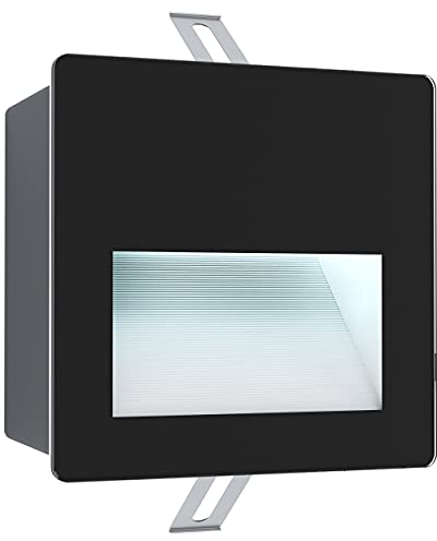 EGLO LED Außen Einbauleuchte Aracena, LED Einbaustrahler aus Glas, Kunststoff, Aluminium in Schwarz und Klar, Außenlampe, LED Wand Einbaulampe neutralweiß, IP64, L x B 14 cm