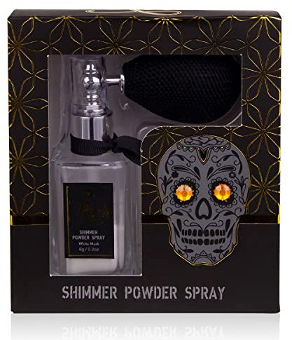 accentra Körperpuder SKULL CHIC in Glasflasche mit Zerstäuber für Totenkopfliebhaber im White Musk-Duft, versandfertig in einer stylischen Geschenkbox