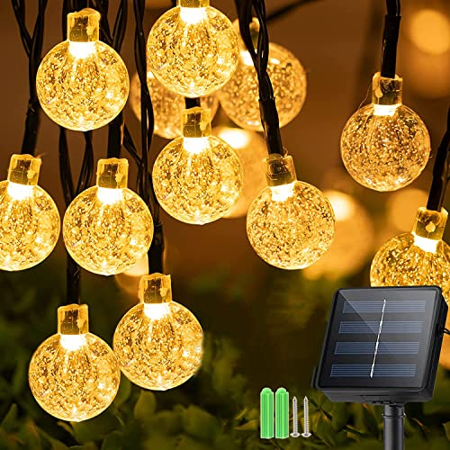 Sunlisky Solar Lichterkette Aussen, 9.5m 50 LED Kristall Kugeln, 8 Modi IP65 Solarlichterkette Außen Wetterfest Für Pavillon, Garten, Balkon,Terrasse