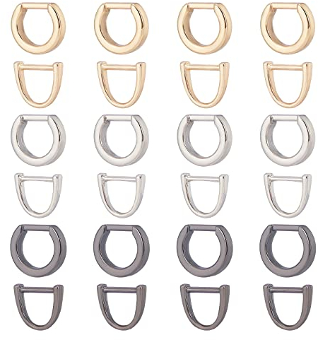 WADORN 24 Stück Mehrzweck-D-Ringe Aus Metall, 6 Stil Halbrunder D-Ring 9-10cm Hufeisen U-Form Dee Ring Schlüsselhalter Geldbörse Ringschnalle Hardware Für DIY Lederhandwerk Schlüsselanhänger Zubehör
