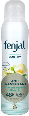 fenjal Anti-Transpirant Spray - 150 ml, 48h Schutz, mit Allantoin, vegane Pflege für empfindliche Haut - Sensitiv