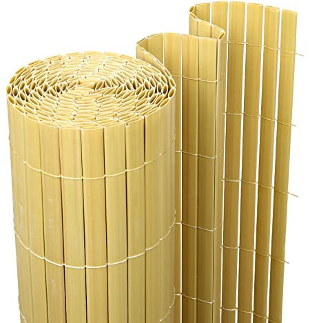 Lospitch Canisse en PVC Brise Vue, Palissade en PVC extérieur avec Lattes renforcées, Tapis d'intimité en PVC pour Balcon, revêtement de Jardin e terrasse, résistant aux UV, Bambou, 140 x 600 cm