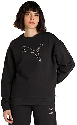 PUMA Damen Better Crew FL Schweiß, Schwarz (Phantom Black), L