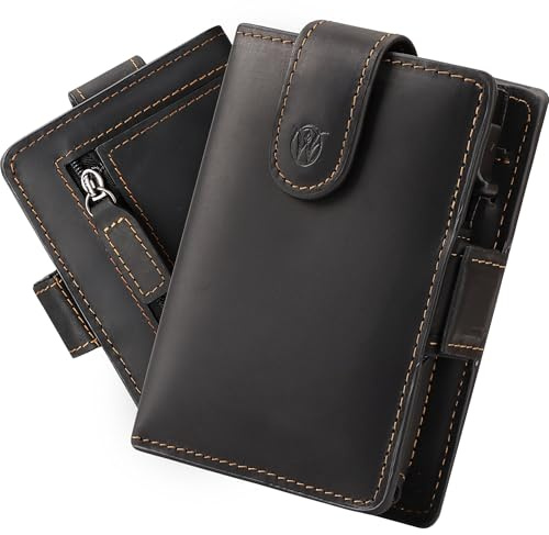 WillFire® MagFlap | Geldbörse Herren | Extra Schlüsselanhänger | Leder Kartenetui für 10-12 Karten | RFID geschützt | Einzigartiger Magnetverschluss | Inkl. Geschenkverpackung [Black]