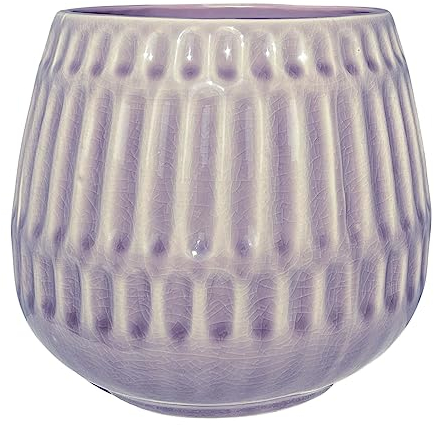 Nordring Retro Übertopf Vintage Pflanztopf für Zimmerplanzen Blumentopf Riff L (16,5 cm ø), mauve, Keramik