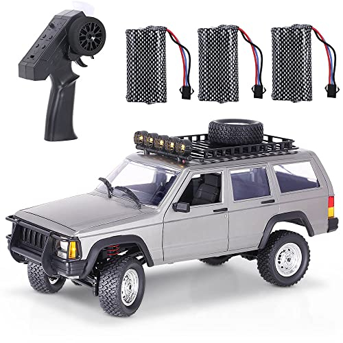 Goolsky MN-78 RC Crawler 4x4 4WD 2,4GHz 1/12 7.4V De Gran Potencia Fuera De La Carretera Luz LED RC Car Todo Terreno Grande Deportivo Regalos para Niños Adultos 3 Baterías de Gran Capacidad Plata
