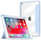 VAGHVEO Custodia per iPad Air 3ª 2019 10.5 con Portapenne, iPad PRO 10,5 2017/iPad 9/8/7ª Generazione 10,2 Pollici Case, Trifold Stand Case in Pelle PU con Retro Trasparente Cover, Blu Chiaro