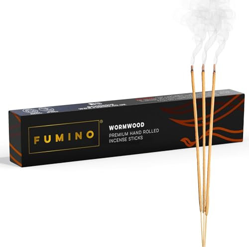 Fumino® Wermut Handgemachte Räucherstäbchen - 14 Stäbchen pro Box (15g) Masala Agarbatti Joss Duftstäbchen für Entspannung, Meditation, Linderung von Stress und Ängsten - Dekoration