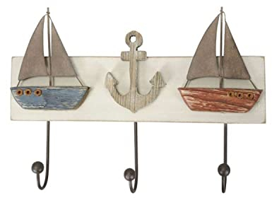 Arinosa Wandhaken Hakenleiste Maritim Holz Eisen 28,5X 4 x 20 cm