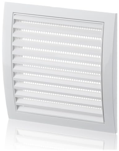 190x190mm Rejilla de Ventilación de Plástico ABS Blanco con Mosquitera - Rejillas de Ventilación Rectangulares