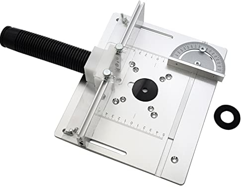 Aluminium Router Platte, Holzbearbeitung Router Tabelle Insert Plate, Router Tisch Tischplatte, Fräsertischplatte Router mit Kissen + Winkellineal (Silber)