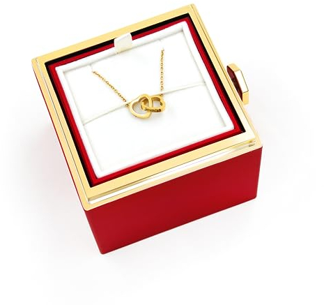 Uloveido Halskette mit zwei Namen, ineinandergreifende Herz-Halskette, Doppelliebe-Anhänger, Choker-Schlüsselbein-Kette, Edelstahl, Kein Edelstein