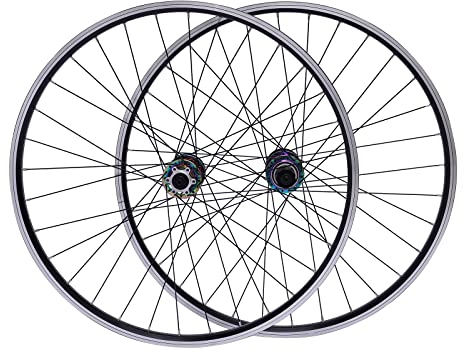 Mountainbike-Laufradsatz 29 Zoll, Hinterrad Vorderrad Laufrad Set Felgen Aluminium-Legierung, Dual-Sechs-Loch Scheibenbremsen Mtb RäDer Paar, Mit 2* Schnellspannhebel, füR Scheibenbremsen (Bunte Hubs)