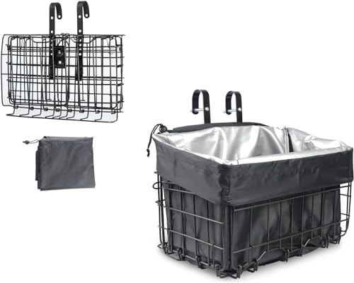 ZUKKA Fahrradkorb Vorne Abnehmbares Metall höhenverstellbar Fahrrad Aufbewahrungskorb für Fahrradlenker Mit Futtertasche Schwarz(Wasserdicht Fahrradkorb Vorne