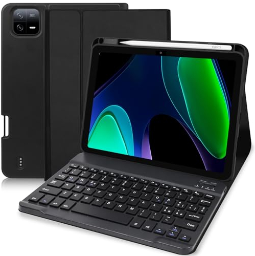 Tastiera con Custodia per Xiaomi Pad 6/Pad 6 Pro 11, Layout Italiano Custodia per Xiaomi Mi Pad 6 Cover 2023 con Rimovibile Magnetica Wireless Bluetooth Tastiera, Nero