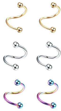 Decentraland 6 PCS 16G 316L Edelstahl Kugel Lippe Tragus Helix Ohrring Stud Barbell Ring Körper Piercing Schmuck Kit Bar Wange Zunge Ringe Barbell Körper Piercing Schmuck Stil C