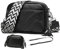 KUNKUN Kleine Handtasche Leder Tasche Damen Umhängetasche Schwarz Klein Crossbody Bag Damen mit Drei Reißvers Chlussfächern und 1 Breiter Gurt und 1 Dünnen Schultergurten