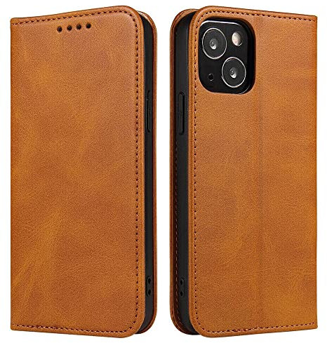 Mixroom - Custodia Cover Case a Libro Arancione per iPhone 15 con Stand in Ecopelle Chiusura Magnetica Formato Portafoglio Parte Interna in TPU Morbida con Bordi Piatti