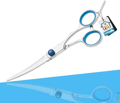 FlyWave Forbici Curve per Cani, Forbici Sicure per la Toelettatura, Forbici per Pellicce, Forbici Curve per Peli di Cane per Cani Gatti e Gatti per Tagliare il Pelo, Facile da Tagliare