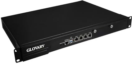 Glovary 19 Inch Firewall Rackmount N100, 4 x i226V 2.5GbE LAN, 19 OPNsense Router Hardware, DDR5 16GB RAM 1TB SSD, AES-NI, 1U Rack Firewall Appliance, HD+VGA Dual Display