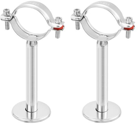 sourcing map 2 Pack Pipe Support, Stainless Steel Pipe Support Bracket, Pipe Strap Clamp with Screws for Dia 63mm Pipe Tube
