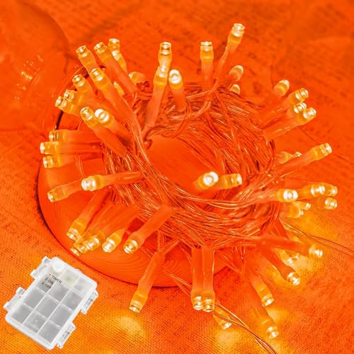 BOLWEO Orange Fairy Llights, 3M 30LED Halloween Waterproof Orange Lights with Timer Function, Battery Operated String Lights for Indoor Outdoor Christmas Tree Garden Party Window Autumn Decorations