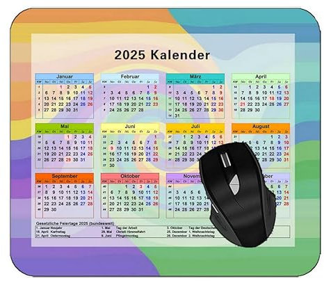 YENDOSTEEN 2025 Kalender Mauspad,Spiel Naht Mousepad, Helle Hintergrundfarbe Mauspads für Computer,Laptop,PC,Büro & Zuhause