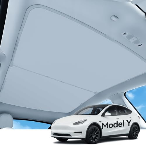 LANTU Techo de cristal parasol para Tesla Model Y, parasol plegable con bolsa de almacenamiento, bloque de rayos UV, parasol para camping, sombrilla Tesla Model Y 2019-2024, accesorios