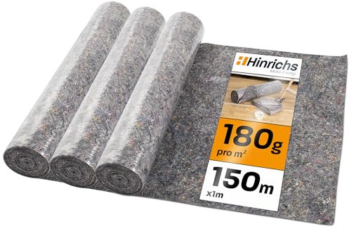 Hinrichs Malervlies 3x50m Rolle 180g/m² - Maler-Abdeckvlies mit Anti-Rutsch Beschichtung - Abdeckfliesse für Boden - Allzweckvlies als Schutz für Boden, Treppen & Möbel bei Renovierung & Umzug