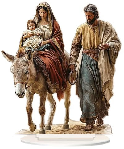 Krippe Tisch, Spirituelle Schreibtisch, Schreibtisch Dekoration Figur, 20 cm, Acryl 2D Flache Krippe Figur für Schreibtisch und Tisch Mittelstücke Spirituelle Wohnkultur für Arbeitszimmer und