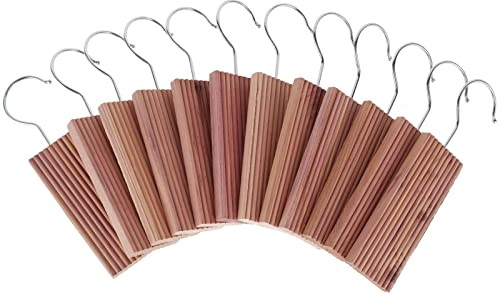 Cedar Wood Moth Repellent for Clothes Storage, Cedar Sachets with Hanging Hooks, Set of 12,Anti Moth Cedar Wood Blocks for Clothes, Wardrobes, Drawers, Storage Boxes