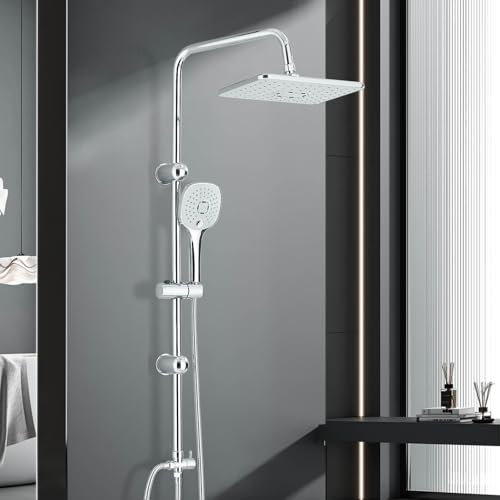 Hevenaov Regendusche Duschsystem Chrom Regendusche ohne Armatur Duschkopf Regendusche, Regendusche 2 Funktion ABS Handbrause für Badezimmer Regendusche