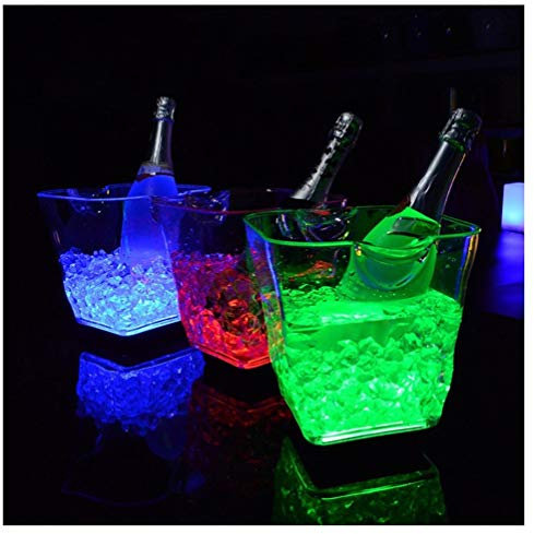 ZJFHEYUO Ice Bucket Ice Bucket, Ice Bucket, Champagne Cooler Beverage Bar Ice Bucket 5L Colorful Ice Bucket, Cooler Bucket Transparent Champagne Keg Insulation Beer Fridge Rechargeable Food