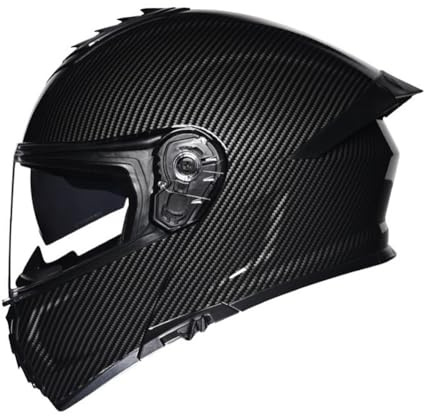Schwarz Klappbare Motorrad-Integralhelme mit Zwei Gläsern und Heckflügel Offroad-Rennhelm Modularer Helm Paarfreundlich Belüftet und atmungsaktiv L/59-60cm