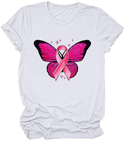 Générique T-Shirt Rose Tournesol La Sensibilisation Au Cancer du Sein Femmes Et Filles,Cancer Tee-Shirt Femme Pull Pale Humour Tshirt Col V Manches Courtes Chemise Vêtements À (Blanc,S)