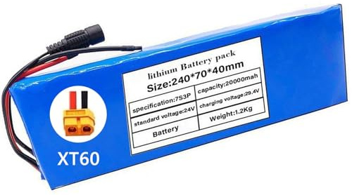 Batterie Lithium-ION pour vélo Électrique Batterie Lithium 24V 20AH 7S3p 20000mAh pour Vélo Scooter Karting Électrique avec Chargeur et Carte de Protection BMS XT60 Plug,24V 20Ah