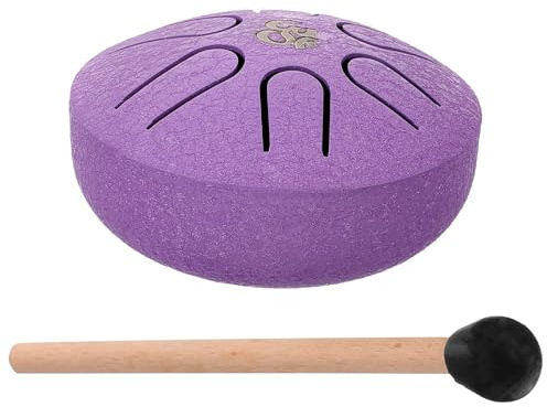Kleine Trommel 3 Zoll 6 Töne Titanstahl Violett mit Trommelstock | 1 Satz, Tragbar für Zuhause, Melodischer Klang, Leicht zu Reinigen und Entspannend