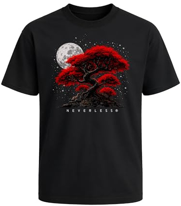 Neverless® Herren T-Shirt - Bonsai Tree - Printshirt Oversized Relaxed Fit Sommer Fashion Streetstyle