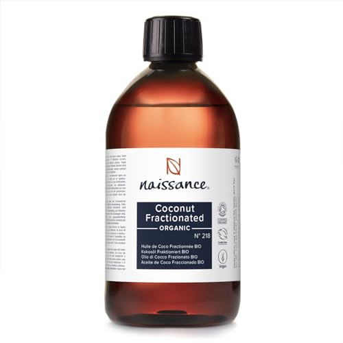 Naissance Fraktioniertes Kokosöl BIO (Nr. 218) - 450ml - BIO Zertifiziert, Fraktioniert, Flüssig Kokosöl für Haut, Kosmetik, Ätherische Öle