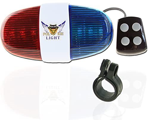 LEAGY Sirena della polizia, 6 luci LED + 4 suoni forti, per bicicletta, funzione clacson e campanello Adatto per adulti e bambini