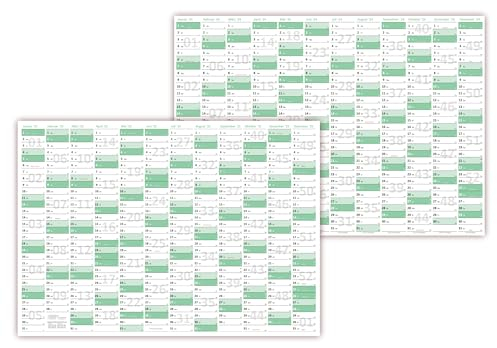 Green Wandkalender Wandplaner 2025 + 2026 gefaltet DIN A3 Format (297 x 420 mm) mit 12 Monaten