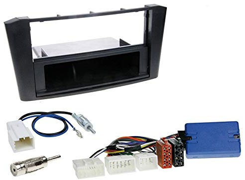 1 DIN Radio Einbauset mit Lenkradfernbedienung für Toyota Avensis T25 2003-2009 schwarz