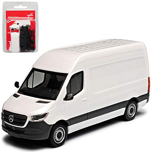 Herpa Mercedes-Benz Sprinter CS30 W907 W910 Transporter Kasten Weiss 3. Generation Ab 2018 Bausatz Kit H0 1/87 Modell Auto mit individiuellem Wunschkennzeichen