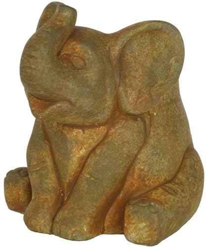 Classic Home and Garden Cement Buddies Pflanzgefäß Elefant, für Innen- und Außenbereich, mit Ablaufloch, klein, Rostbraun, 16,5 cm