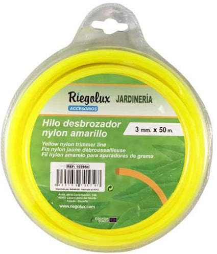 Riegolux 107664 Hilo Desbrozadora Nylon Cuadrada, Amarillo, 3 mm x 50 m